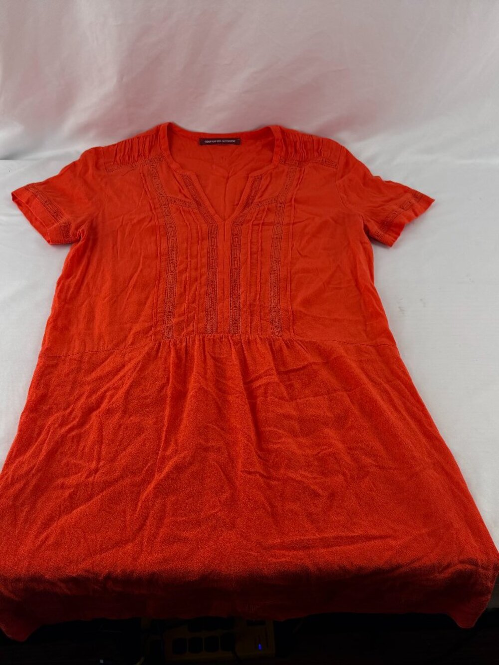 Comptoir des Cotonniers Orange Short Sleeve V-Neck Mini Dress Size S Casual